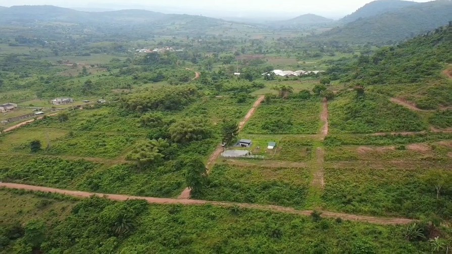 Aerial view of scenic land plots in Aburi Ahwerane, Ghana